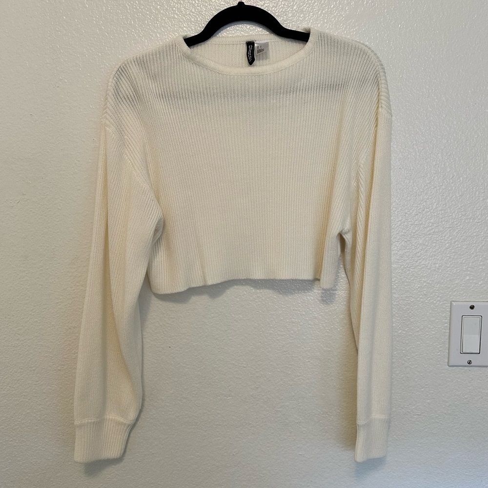 Cream Cropped Sweater | Size Small